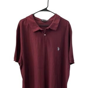 New U.S POLO RALPH LAUREN Mens 3XL Short Sleeve Collar Shirt Pima Burgundy Big